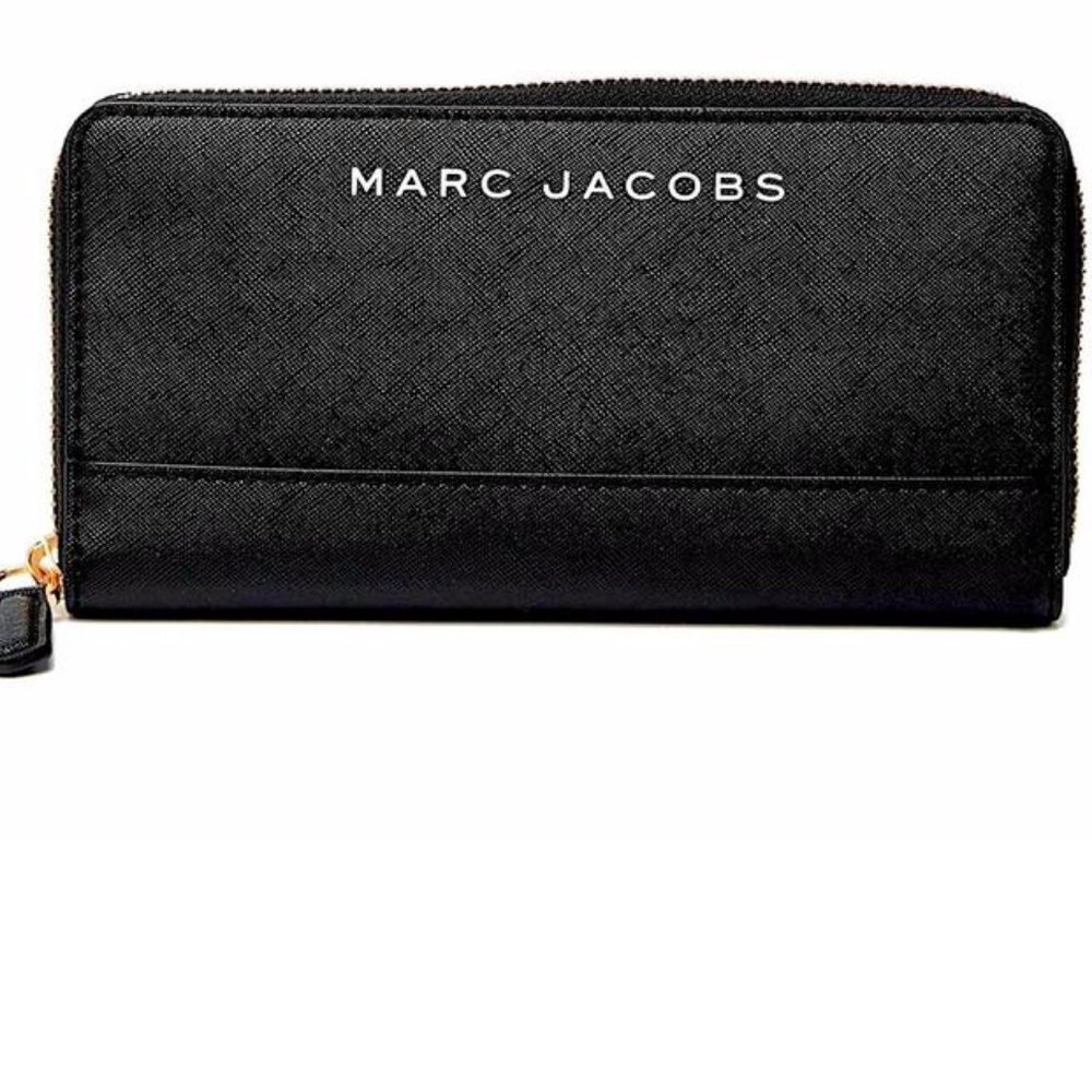 Marc Jacobs Branded Saffiano Standard CONTINENTAL Wallet Black NWT